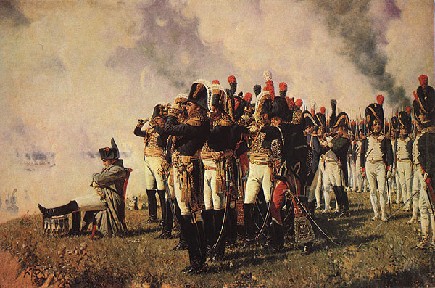 L’Empereur Napoléon et ses Maréchaux à la bataille de la Moskowa (baptisée Bataille de Borodino par les Russes)
