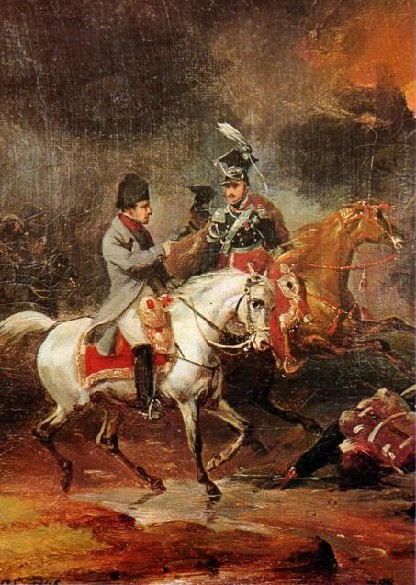 Napoléon et le maréchal Jozef Poniatowski lors de la bataille de Leipzig (appelée aussi bataille des Nations)