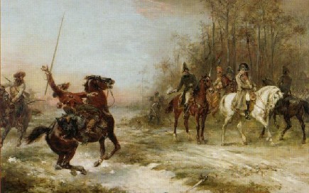 Le général Gourgaud sauvant la vie de Napoléon sous la menace d’un cosaque lors de la bataille de Brienne le 29 janvier 1814