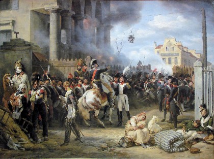 Maréchal Moncey donnant ses ordres à l’orfèvre Claude Odiot, colonel de la garde nationale lors de la défense de Paris le 30 mars 1814