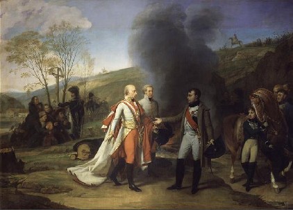 Entrevue de Napoléon Ier et de François II à Sarutschitz en Moravie aprés la bataille d’Austerlitz, le 4 décembre 1805