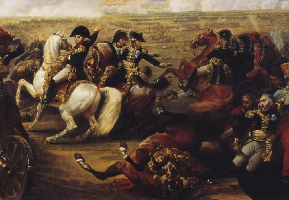Napoléon Ier (1769-121) et le maréchal Bessières (1768-1813) lors de la bataille de Wagram le 6 jullet 1809