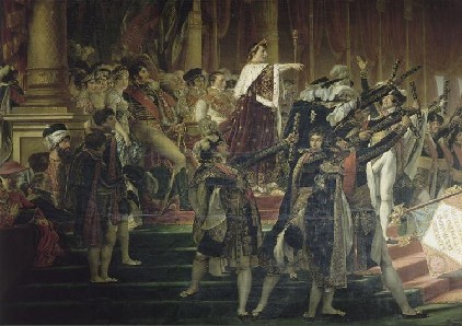 L’empereur Napoléon, la famille impériale, et les maréchaux lors de la distribution des aigles en 1805